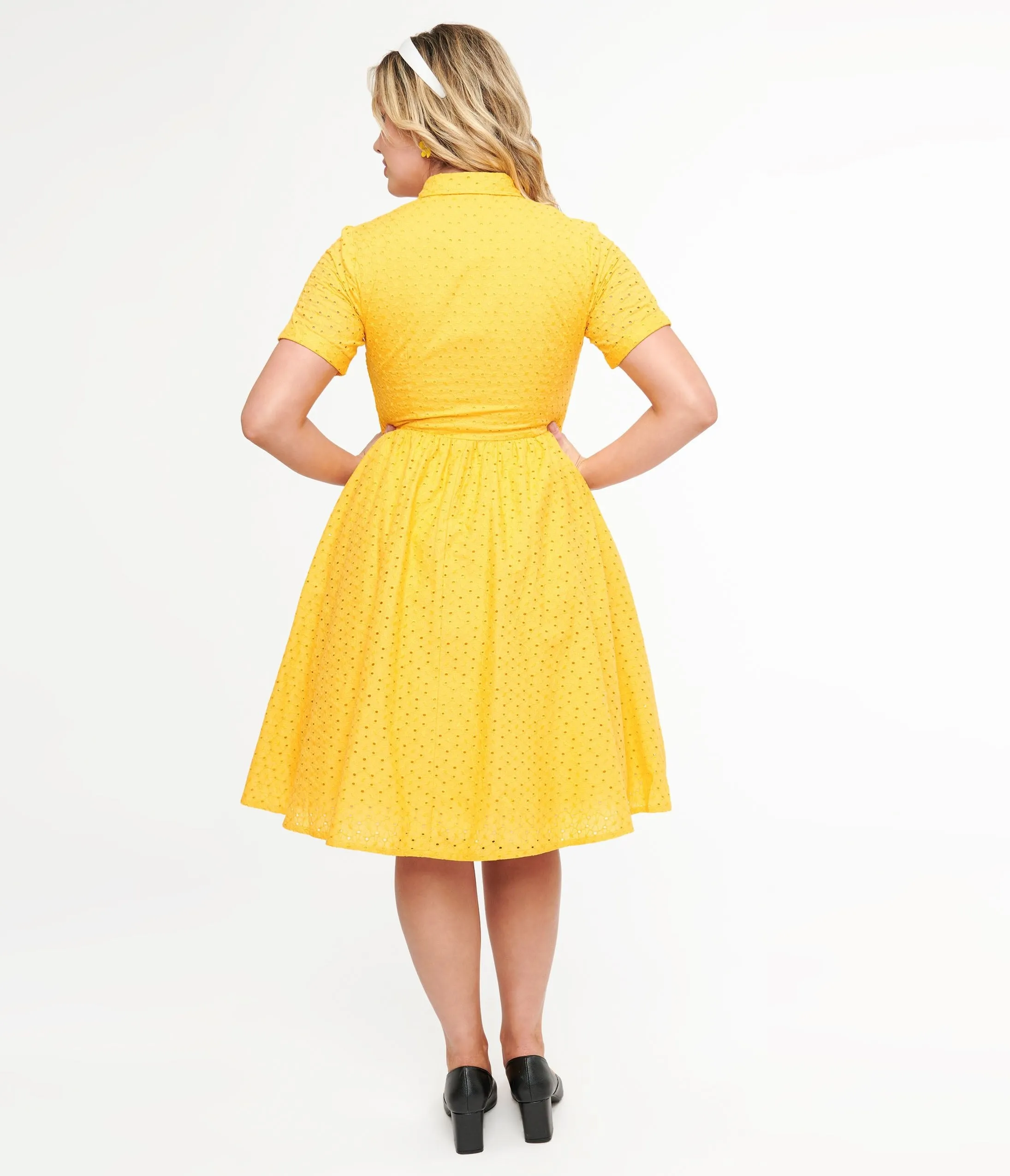 1950s Marigold Eyelet Cotton Harlow Dress