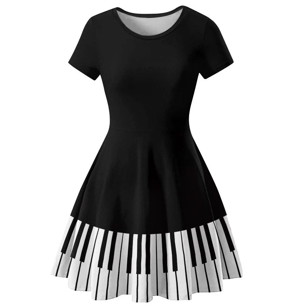 2023 New arrival Women Street Black Dress Fashion 3D Moon Star Print Short Sleeve Female Gothic Punk Dress Harajuku Mini Dresses