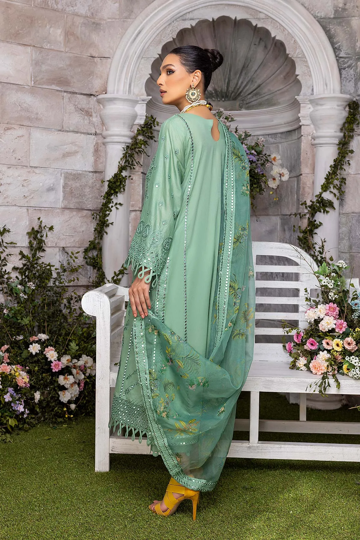 3-Pc Unstitched Embroidered Lawn With Embellished Dupatta ED22-09