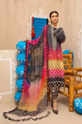 3-piece Unstitched Embroidered Lawn With Chiffon Dupatta CHN-04