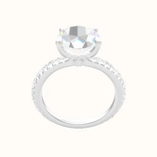 3/4 Pave Engagement Ring With Front set gallery Head