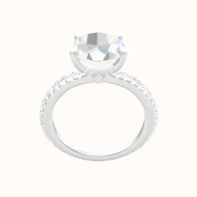 3/4 Pave Engagement Ring With Front set gallery Head