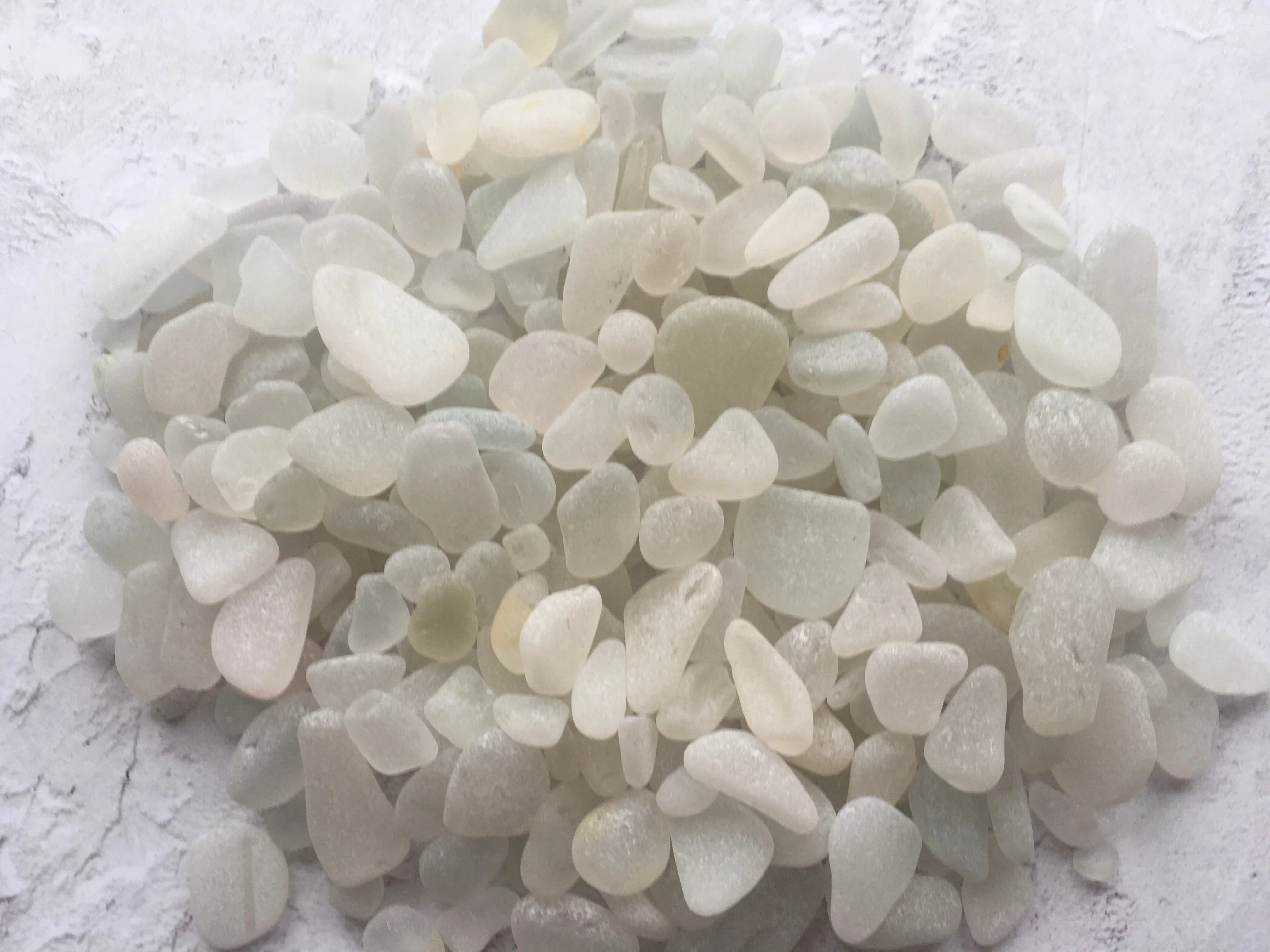 500g Scottish / Seaham Sea Glass White - Jewelry and Craft Mix Display Pieces