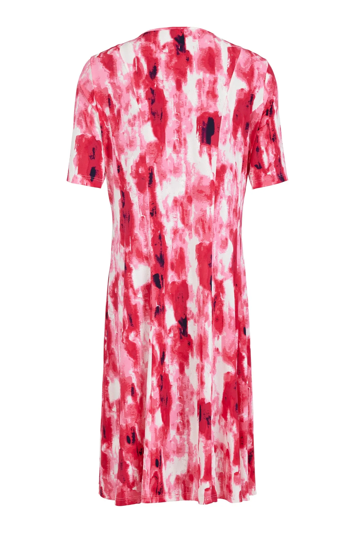 58119- Pink White Print Dress - Habella