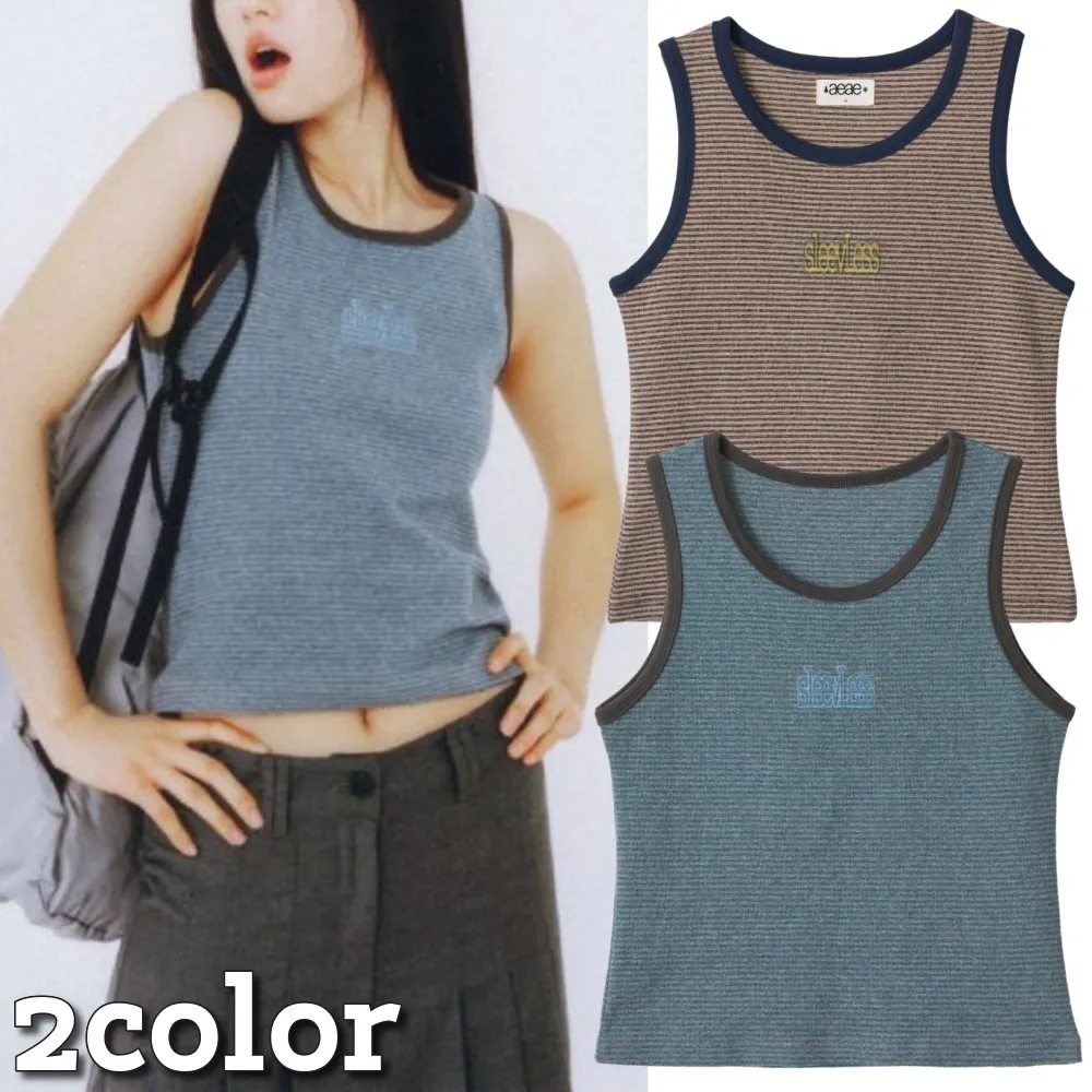 AEAE  |Stripes Street Style Logo Tanks & Camisoles