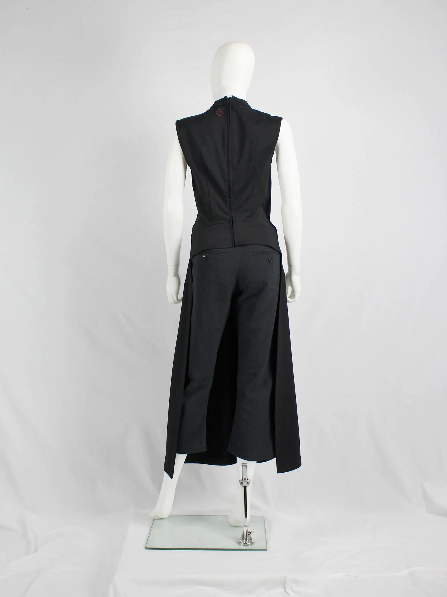 A.F. Vandevorst black top with maxi-dress on the front — fall 2015