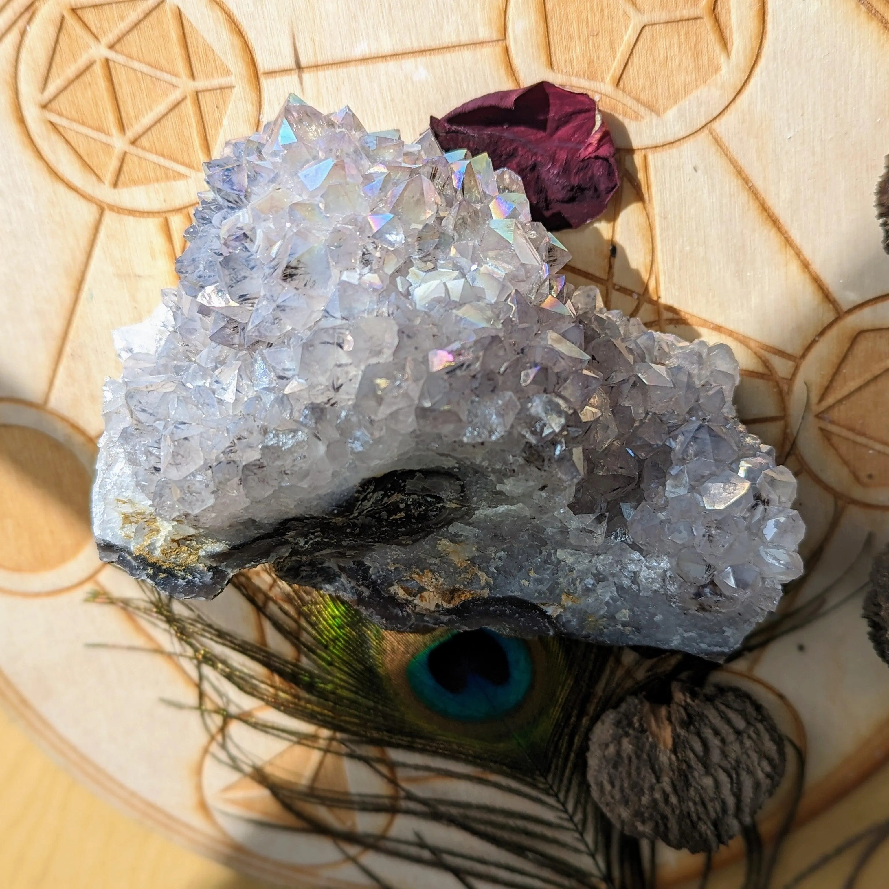 Angel Aura Amethyst Display Cluster  ~ Rainbow Bridge Energy