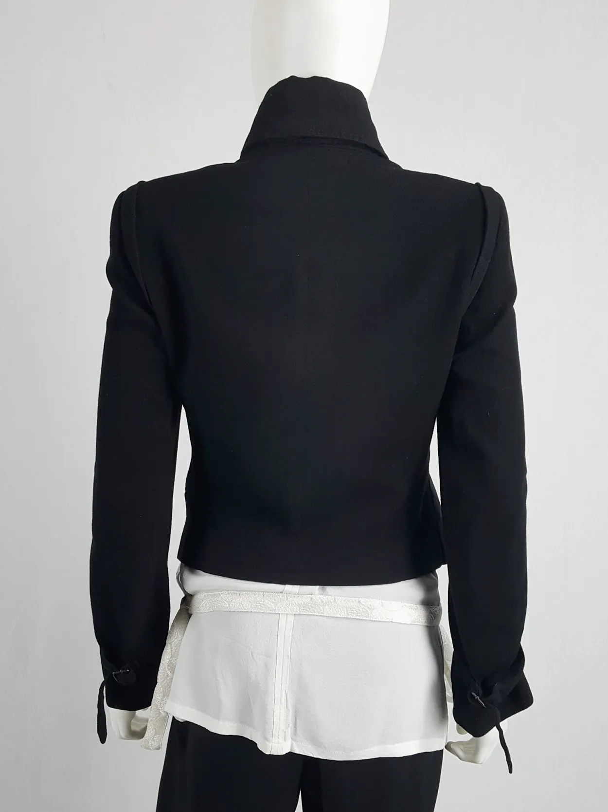 Ann Demeulemeester black jacket with double front and two button rows — fall 2004