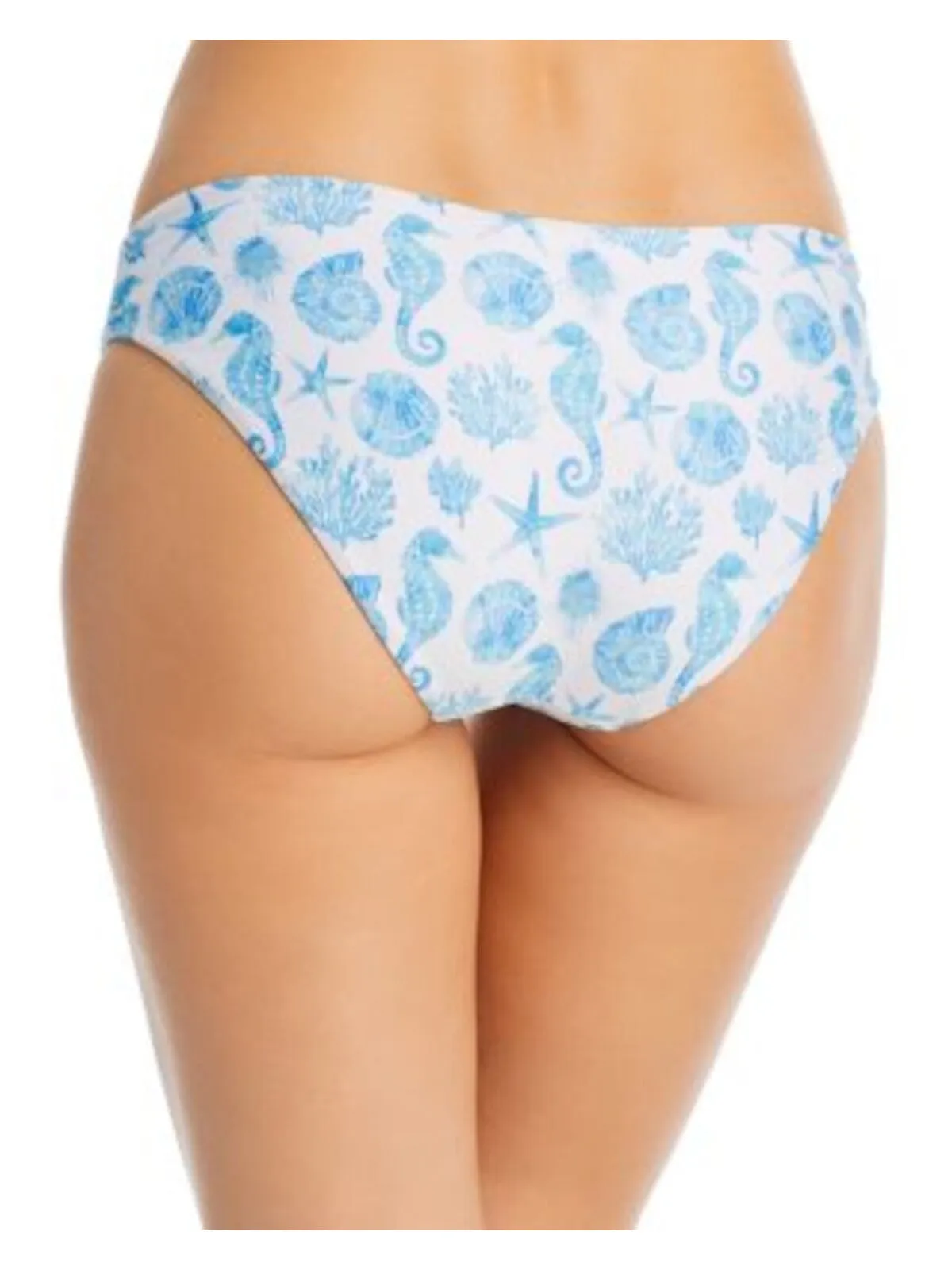 AQUA SWIM Women's White Printed Lined Moderate Coverage Bikini Swimwear Bottom