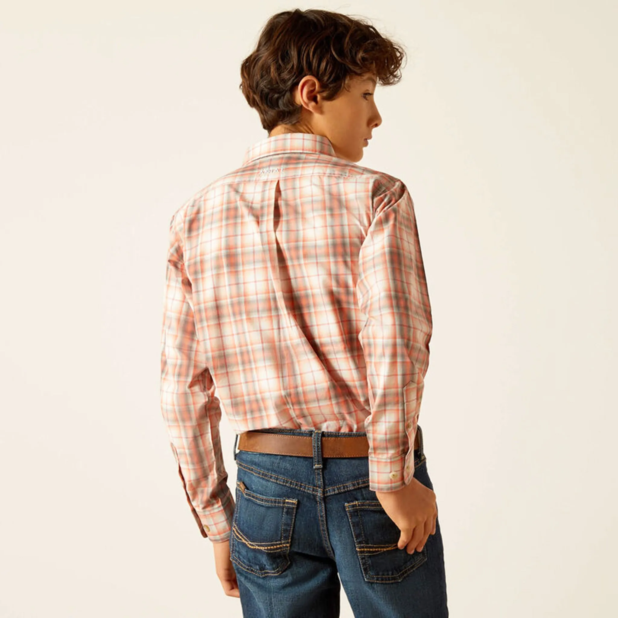 Ariat Boys Coral Plaid Long Sleeve