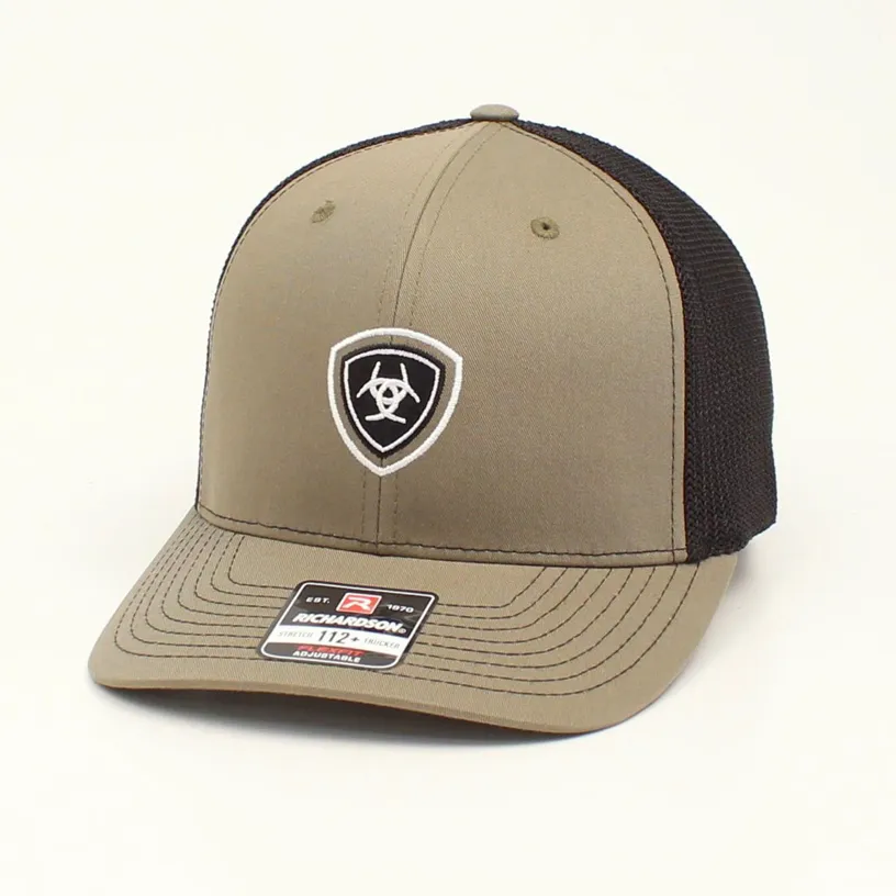 ARIAT MENS R112 SNAP BACK EMBROIDERED SHIELD LOGO OLIVE