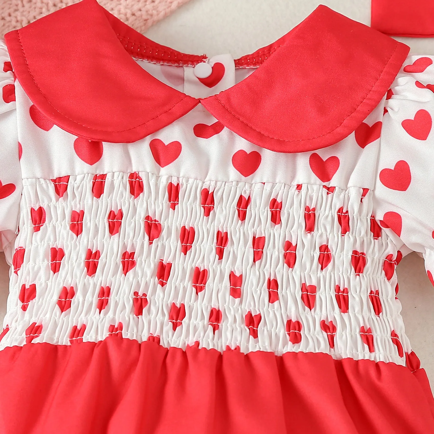 Baby Girls Color-blocking Love heart Rompers Wholesale 24030151