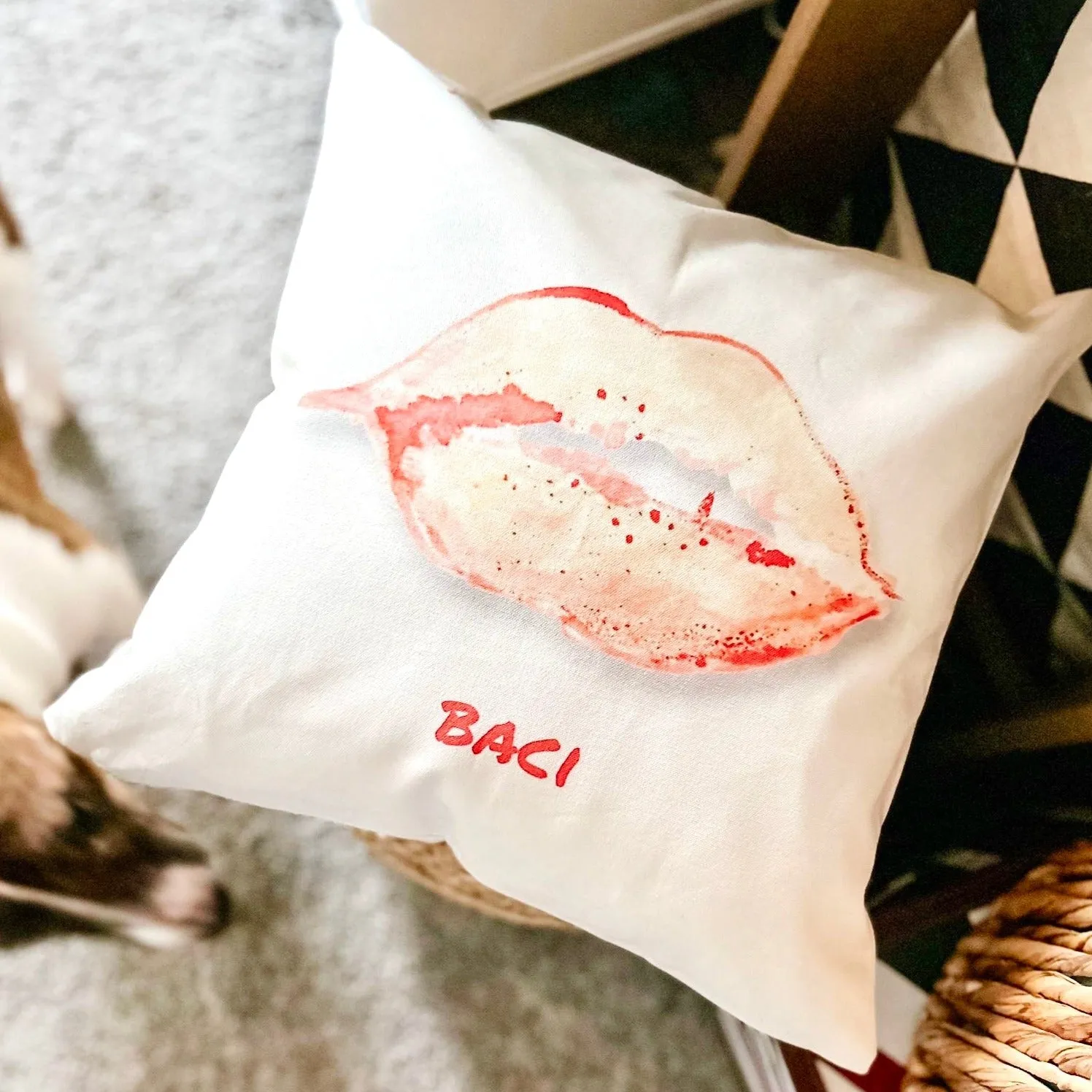 Baci/Kiss Pillow Case - 18 x 18 2-sided