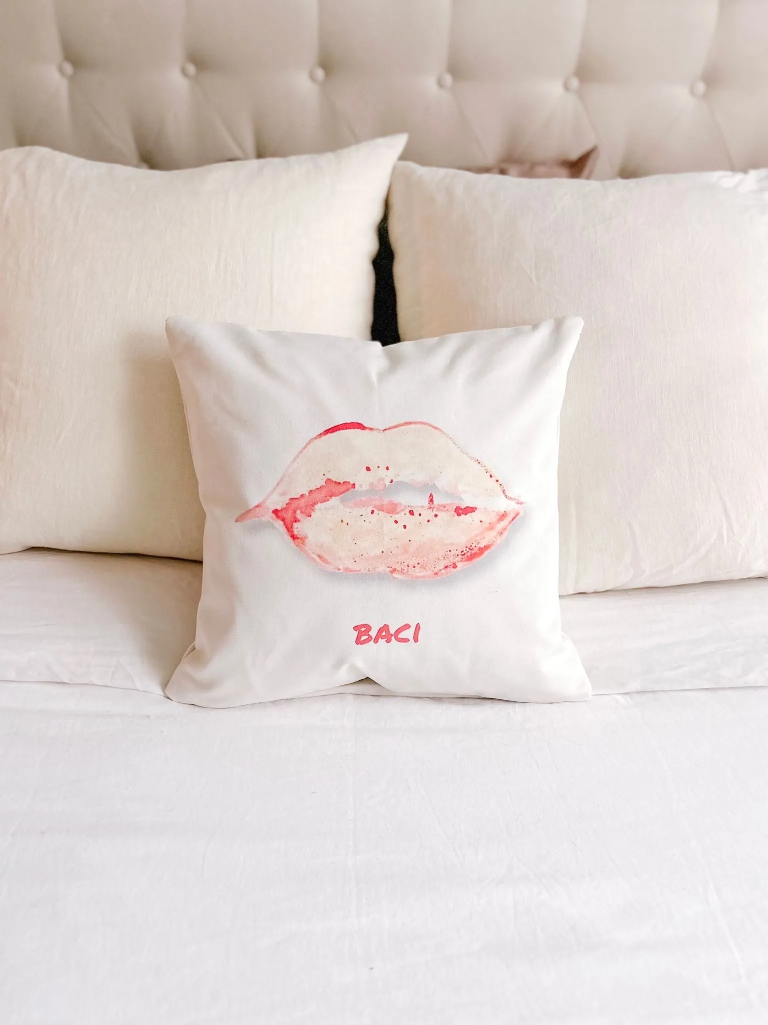 Baci/Kiss Pillow Case - 18 x 18 2-sided