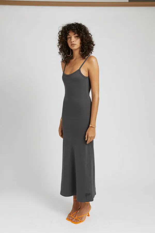 Backless Maxi Dress Charcoal