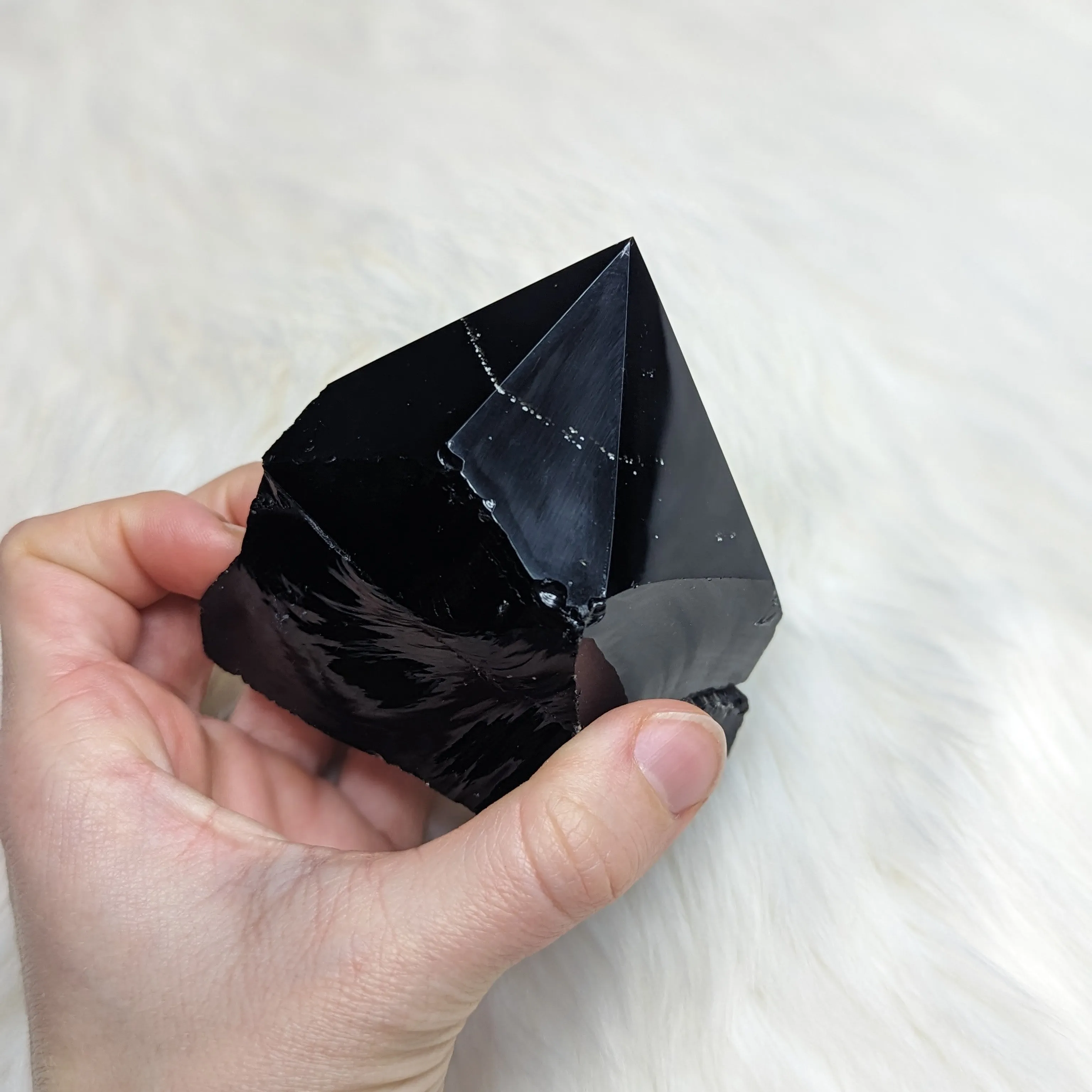 Black Obsidian Polished Point #1~ 6 Sides