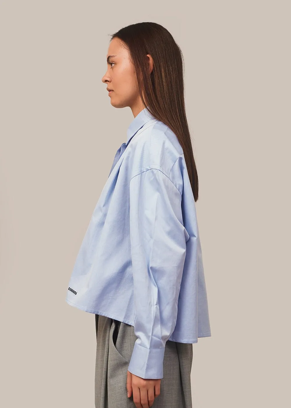 Blue Front Pleats Shirt