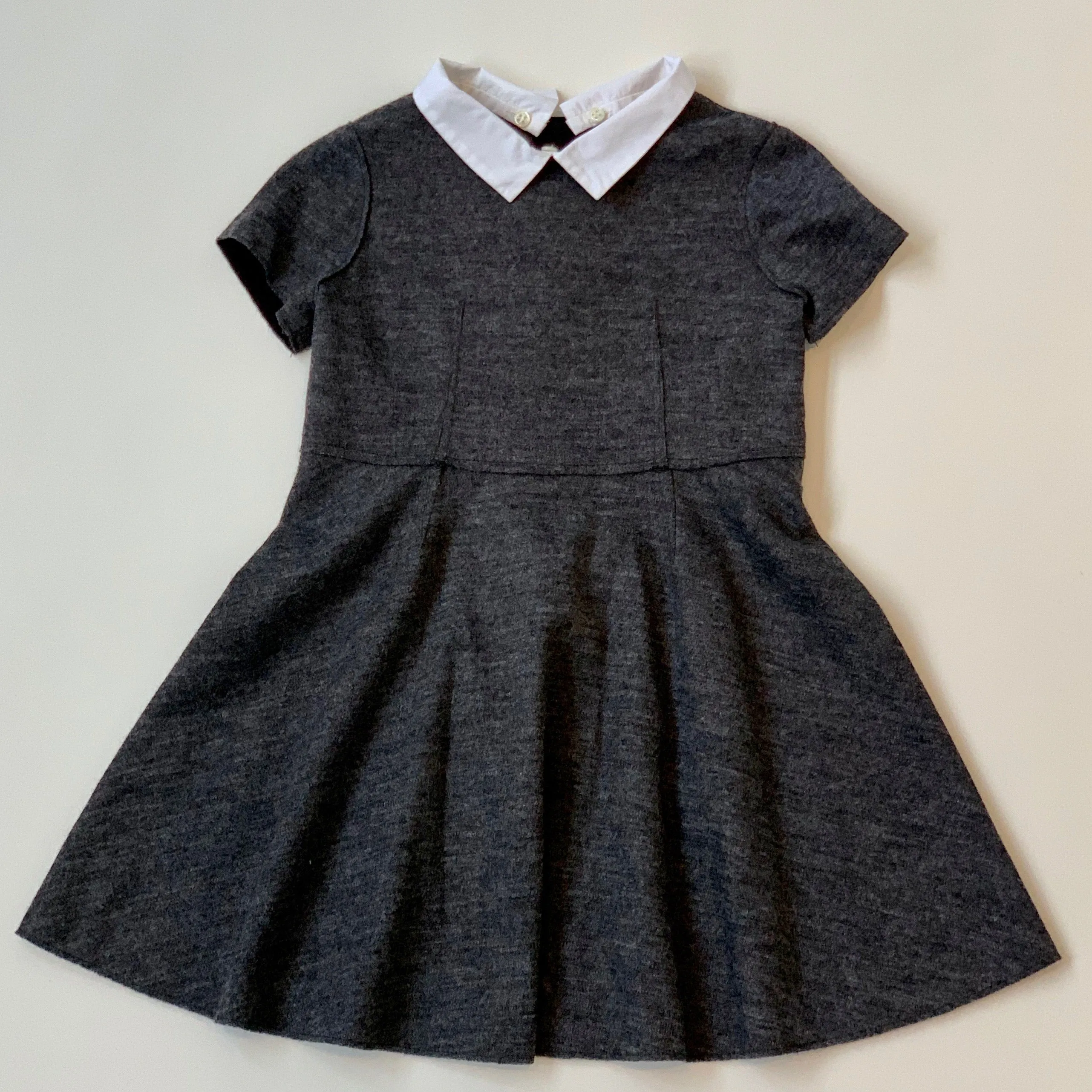 Bonpoint Grey Wool Dress With Detachable Collar: 3 Years