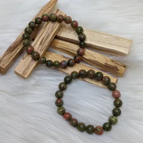 Boost Healing ~ One Unakite Gemstone Bracelet on Stretchy Cord