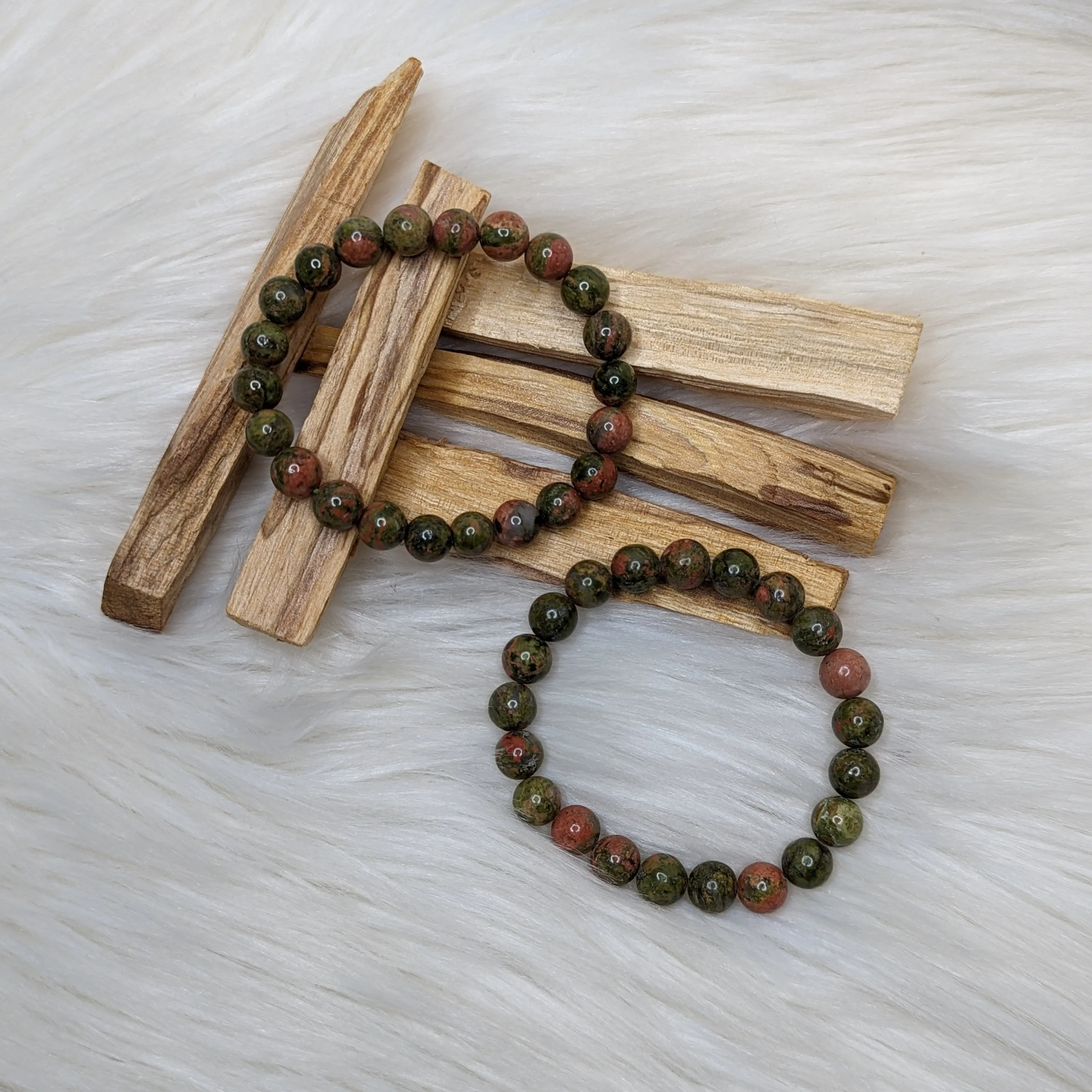 Boost Healing ~ One Unakite Gemstone Bracelet on Stretchy Cord