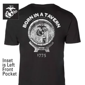 Born In A Tavern Back With Front Pocket T-Shirt