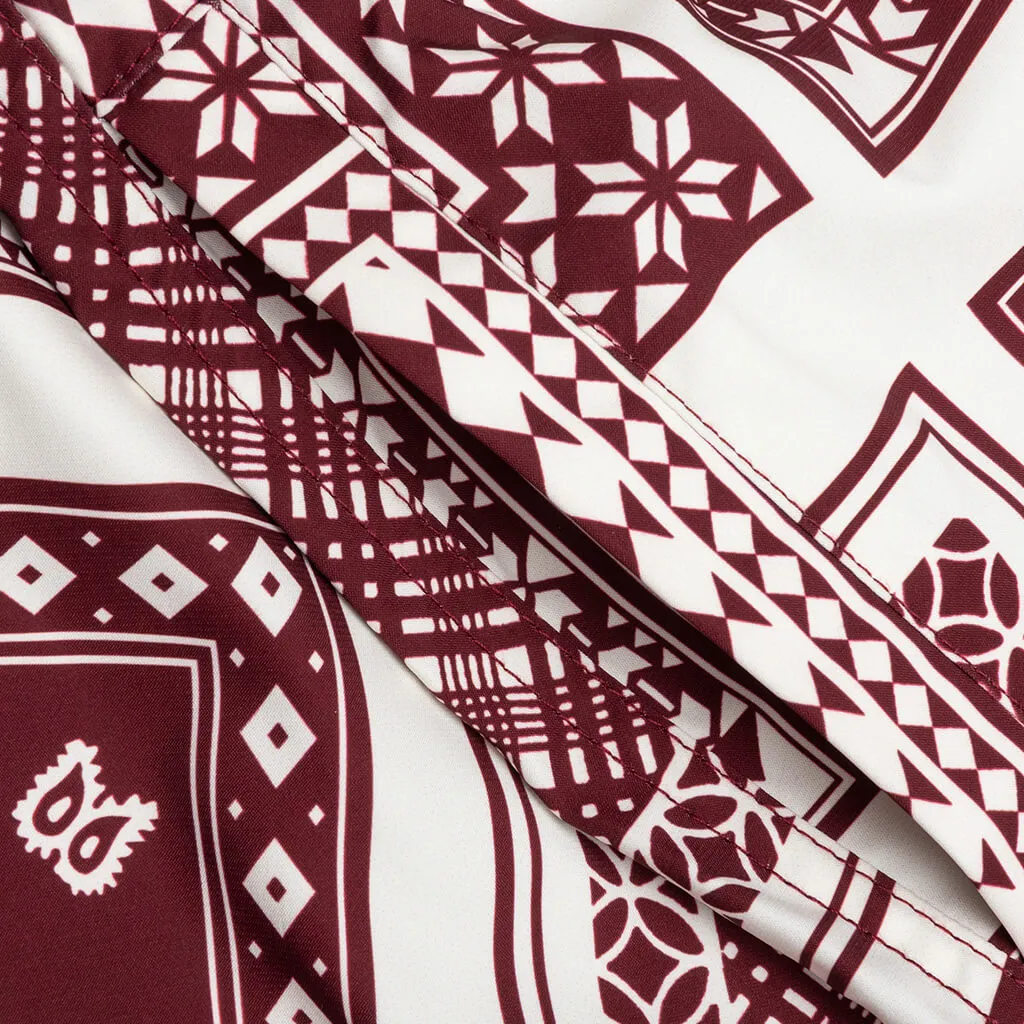 Card Print Swim Short - Maroon/White