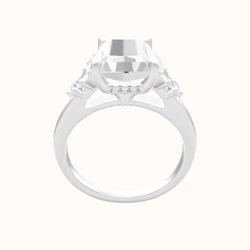 Cathedral Band with Marquise & Round Diamond Sidestones Engagement Ring With Front set gallery Head