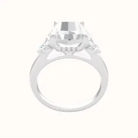 Cathedral Band with Marquise & Round Diamond Sidestones Engagement Ring With Front set gallery Head