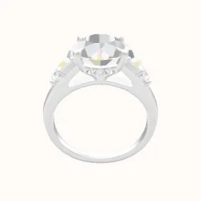 Cathedral Band with Trapezoid & Round Sidestones Engagement Ring With Front set gallery Head