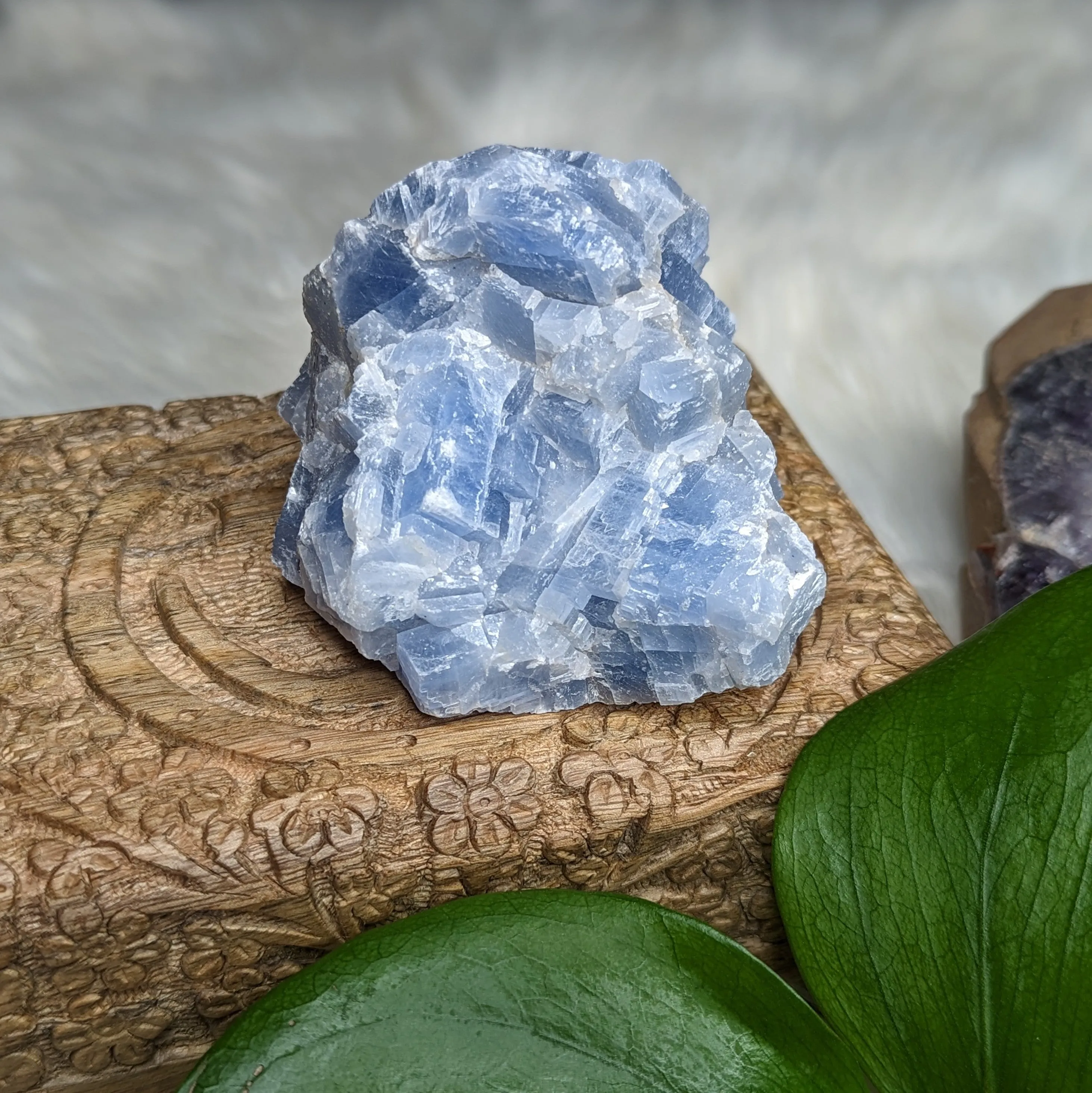 Chunky Deep Blue Raw Calcite Large Free Form Specimen from Mexico