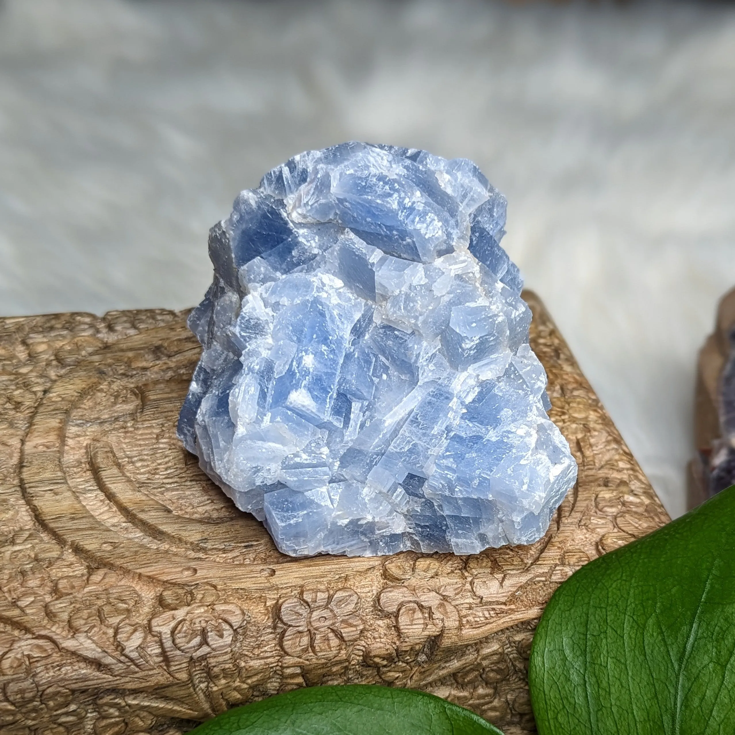 Chunky Deep Blue Raw Calcite Large Free Form Specimen from Mexico