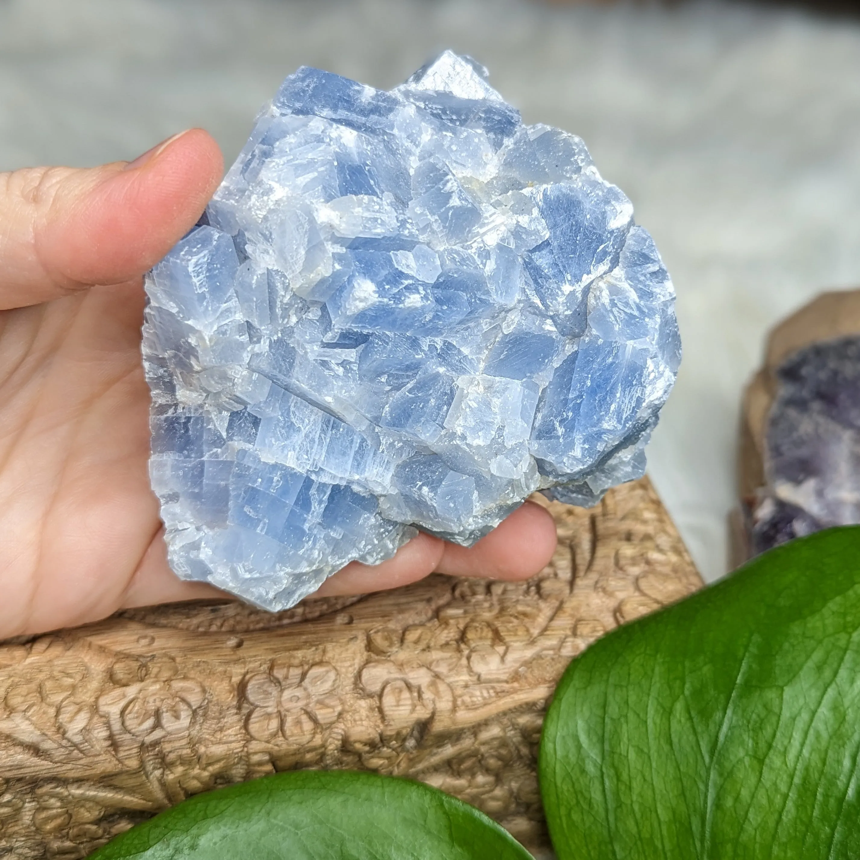 Chunky Deep Blue Raw Calcite Large Free Form Specimen from Mexico