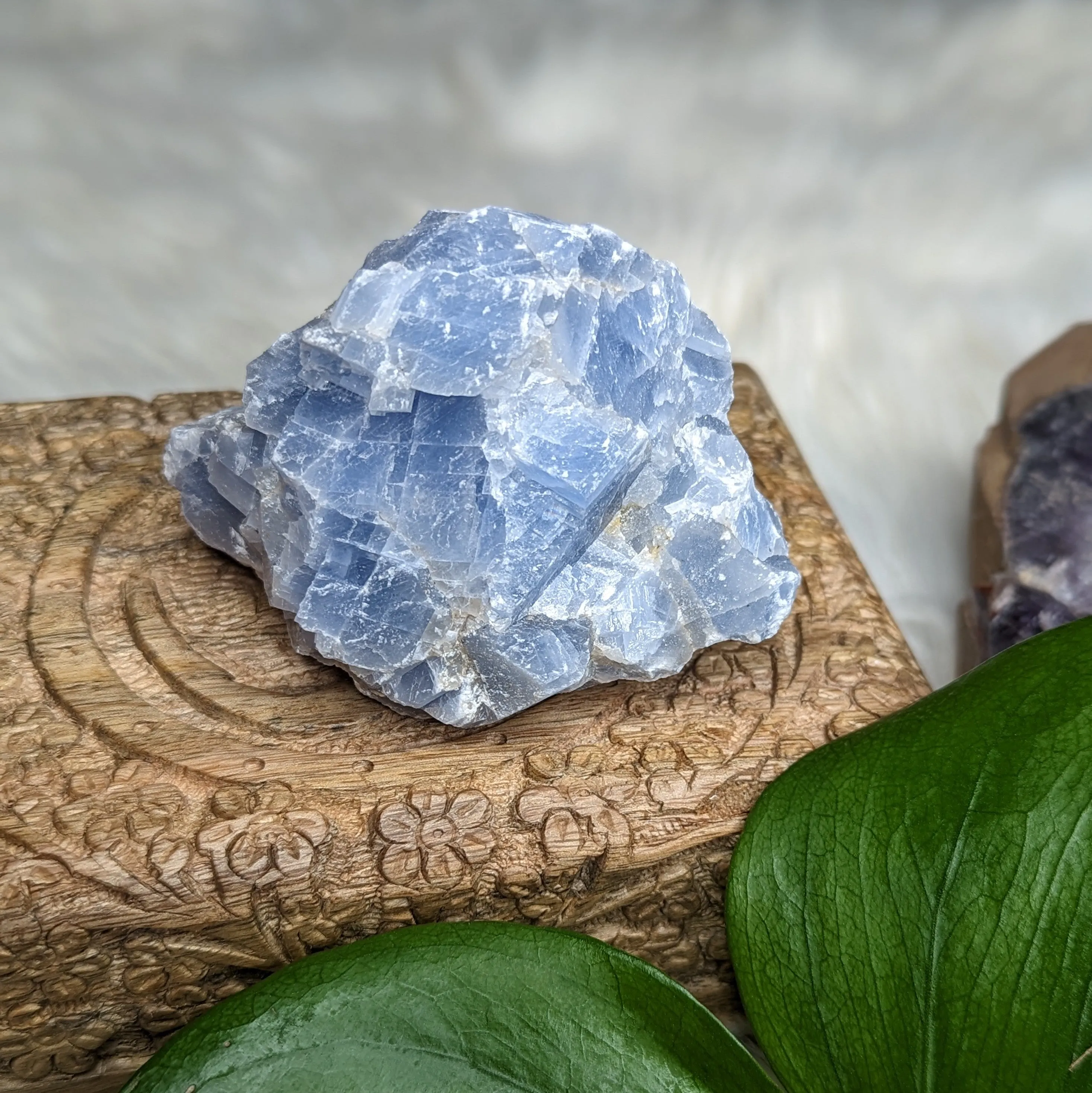 Chunky Deep Blue Raw Calcite Large Free Form Specimen from Mexico