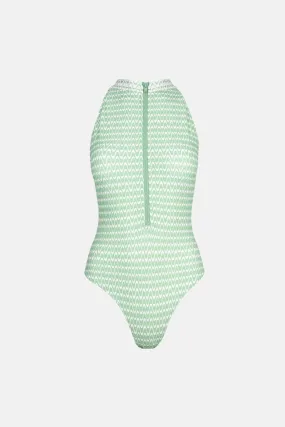 Clearwater Zip Front One Piece Sage