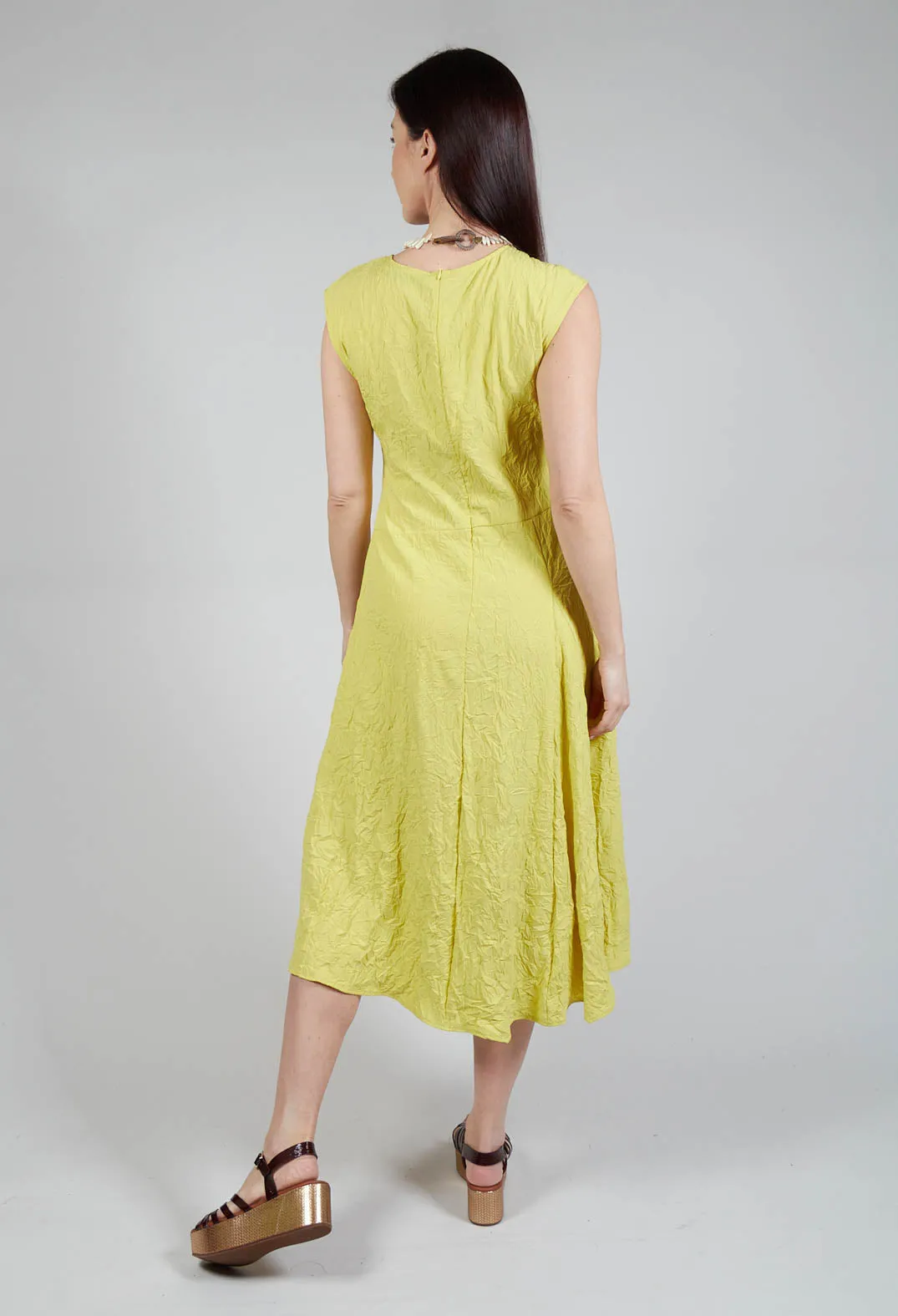 Creased Cotton Dress in Apple Green