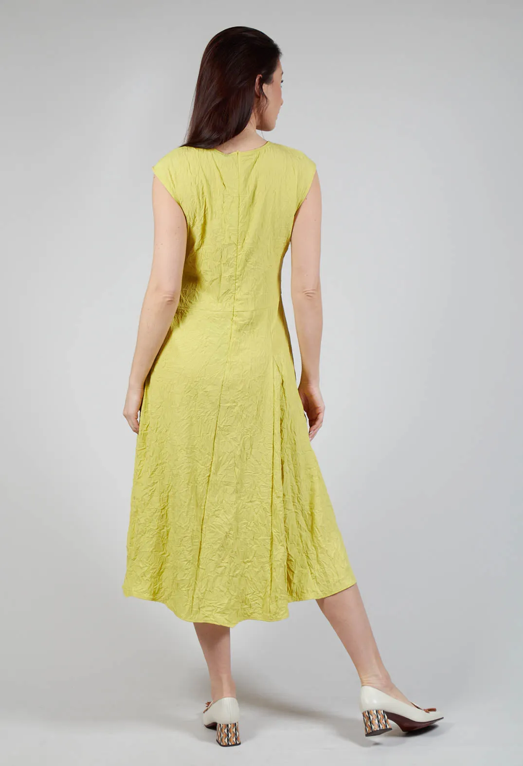 Creased Cotton Dress in Apple Green