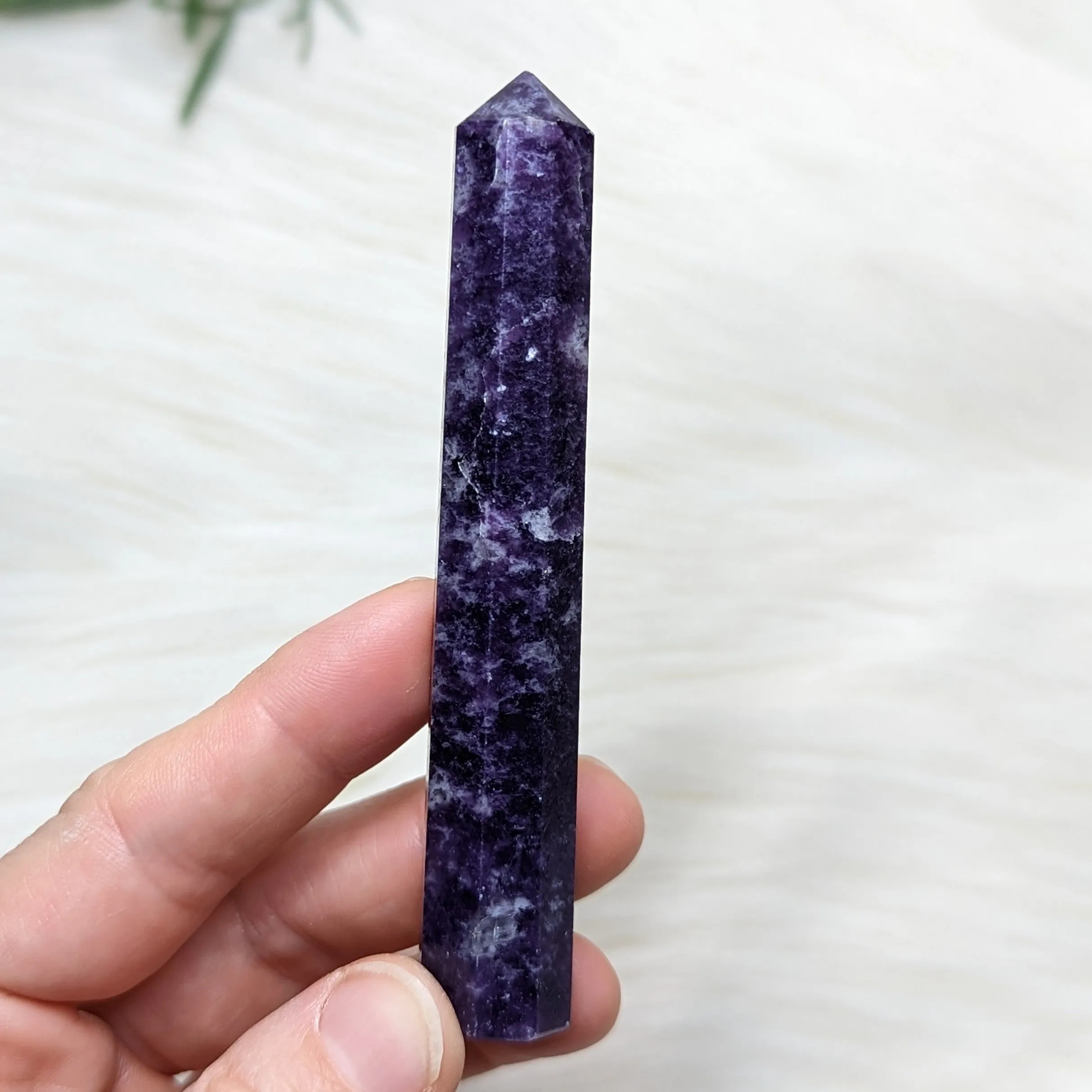 Dark Violet Purple Lepidolite Gemstone Tower