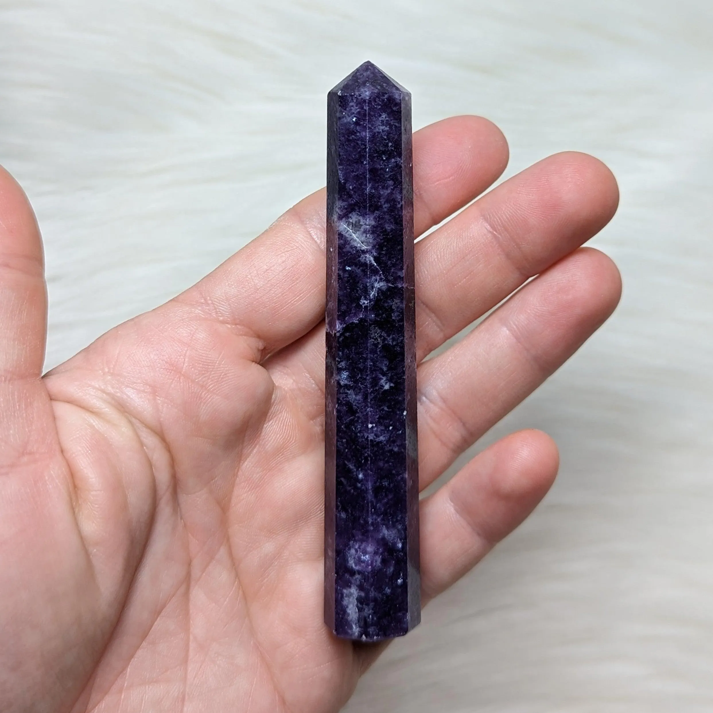 Dark Violet Purple Lepidolite Gemstone Tower