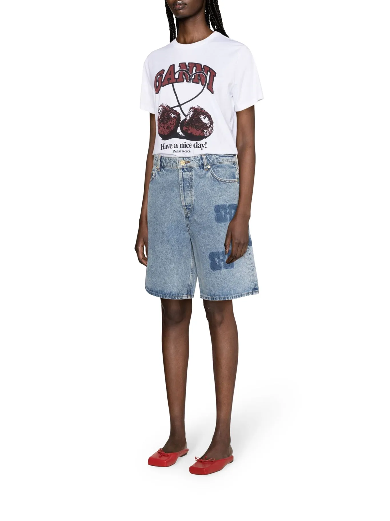 denim shorts with logo