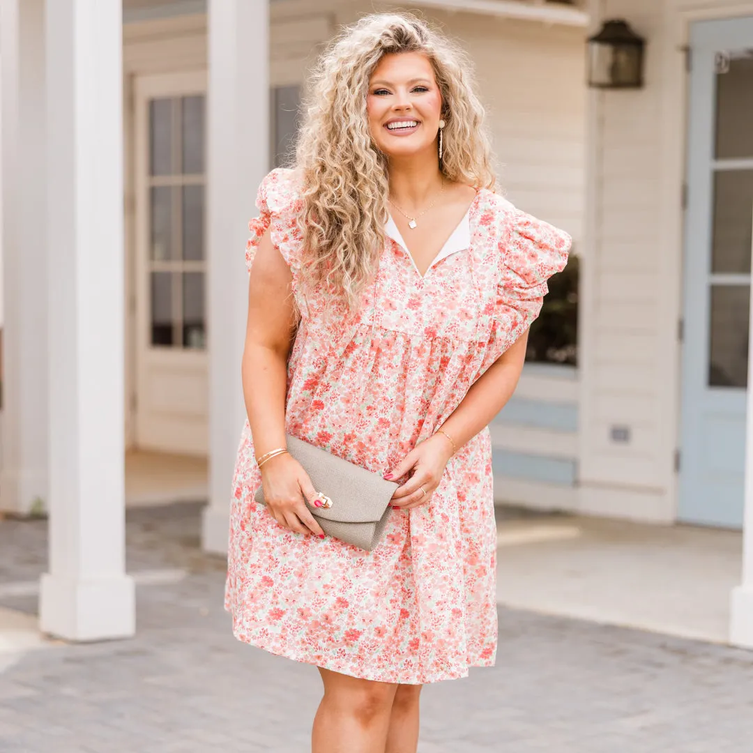 Ditsy Daisies Dress, Coral