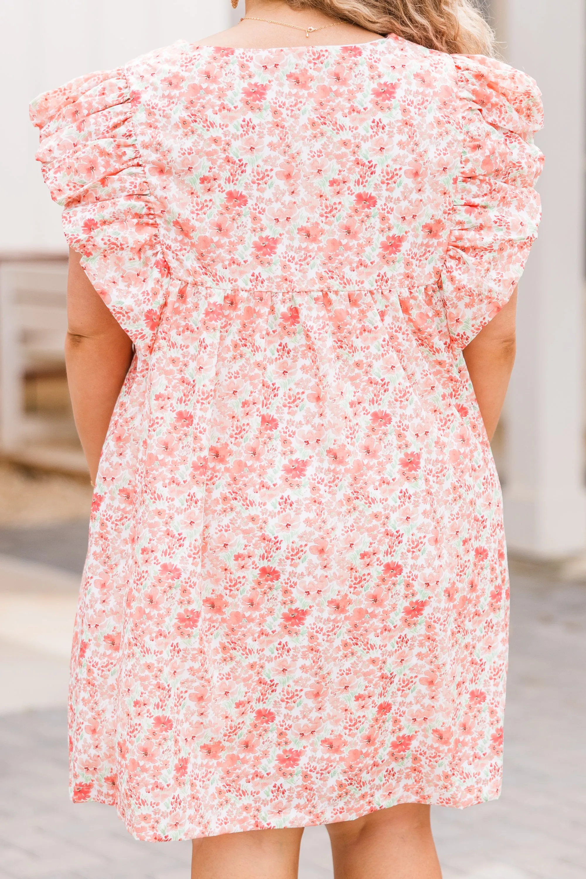 Ditsy Daisies Dress, Coral