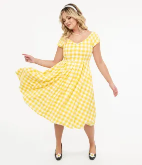 Dolly & Dotty 1950s Yellow Gingham Cotton Swing Dress