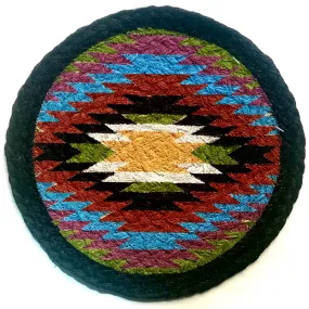 Earth Rugs 10'' Native Design Round large coaster made from Natural jute plant fiber