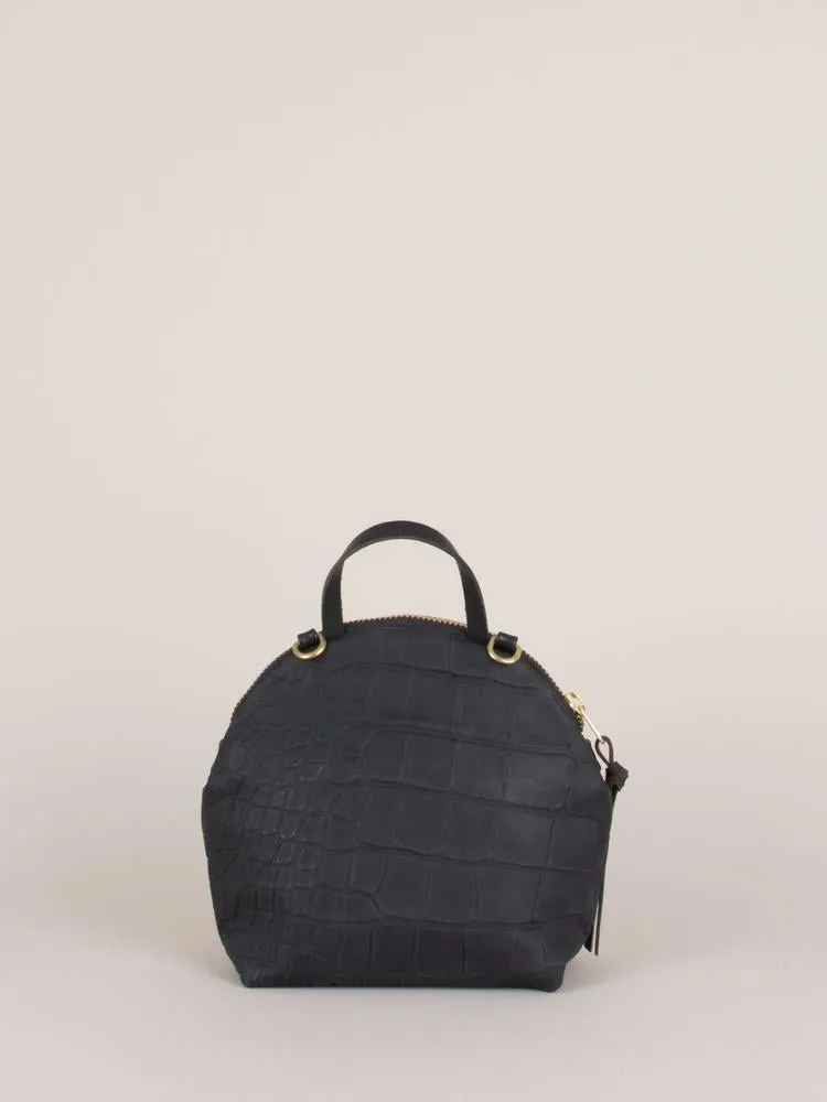 Eleven Thirty Anni Mini Shoulder Bag (Black Croc Embossed with Front Zipper)