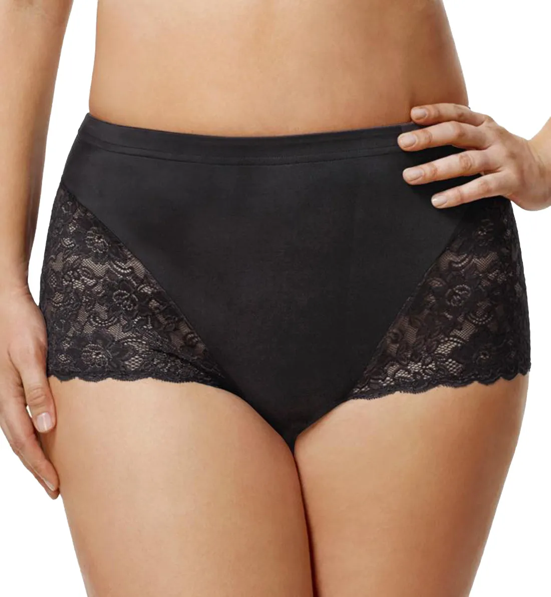 Elila Stretch Lace Cheeky Full Panty (3311) - Black