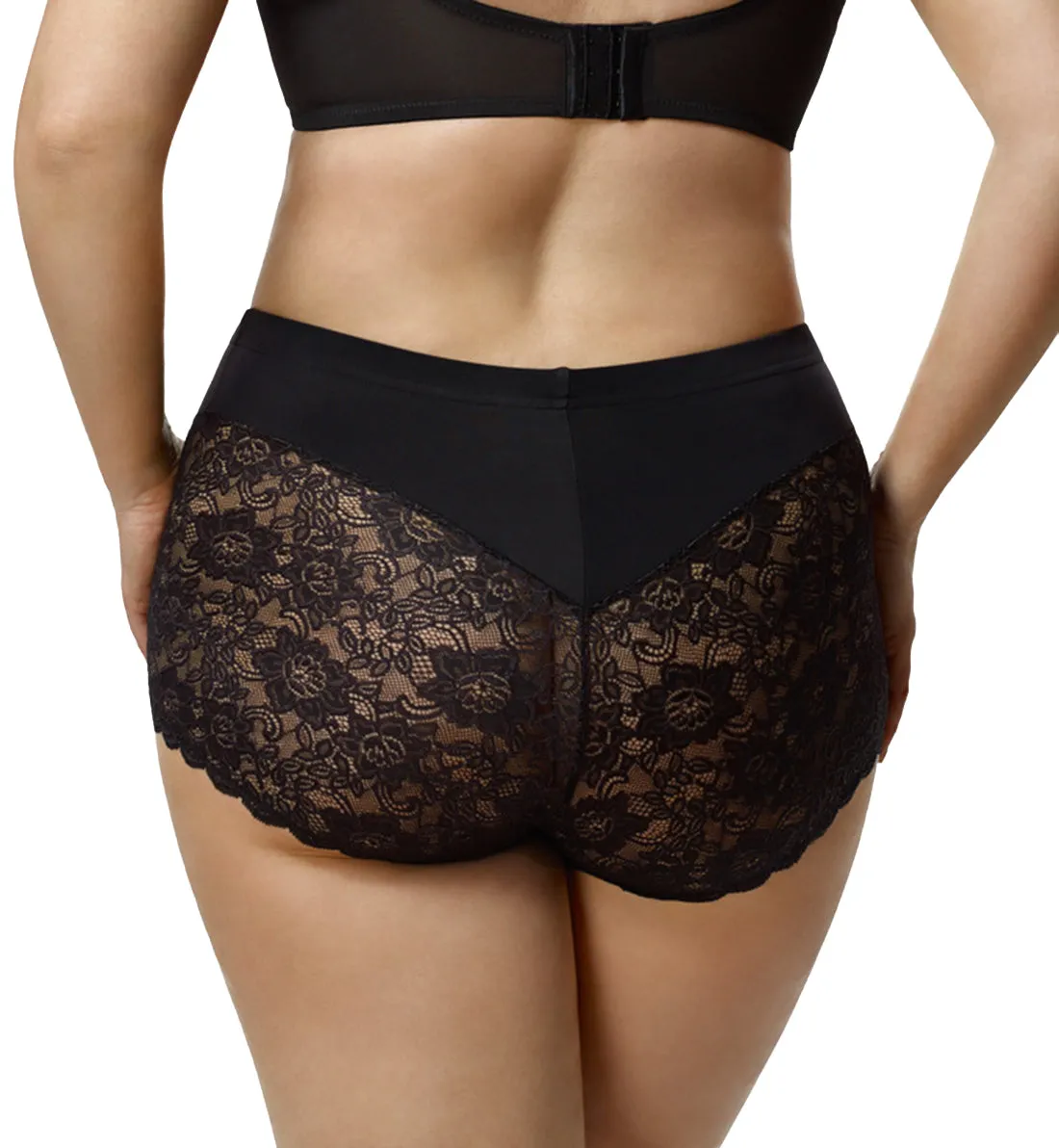 Elila Stretch Lace Cheeky Full Panty (3311) - Black