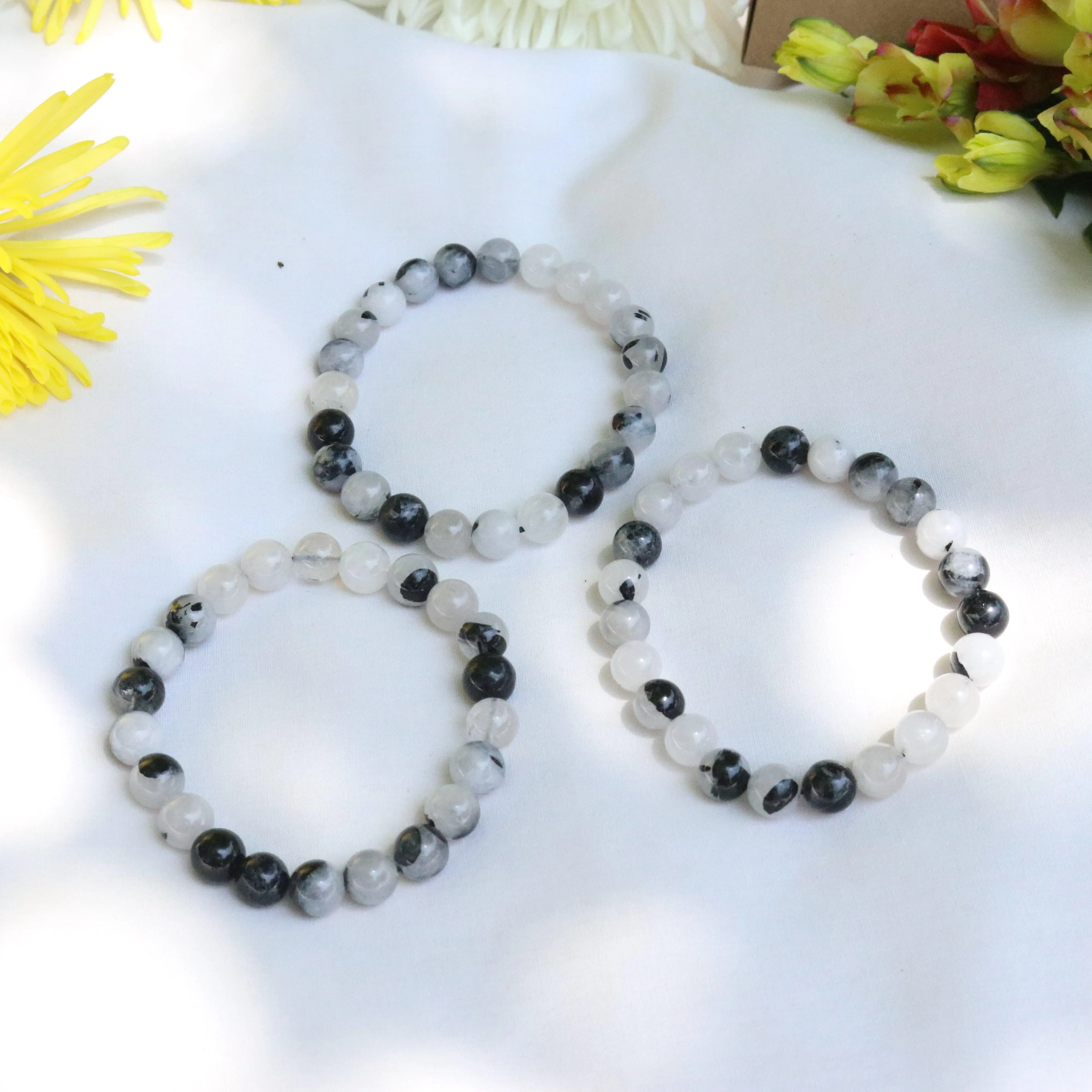 EMF Blocking Tourmalated Quartz Bracelet on Stretch Cord