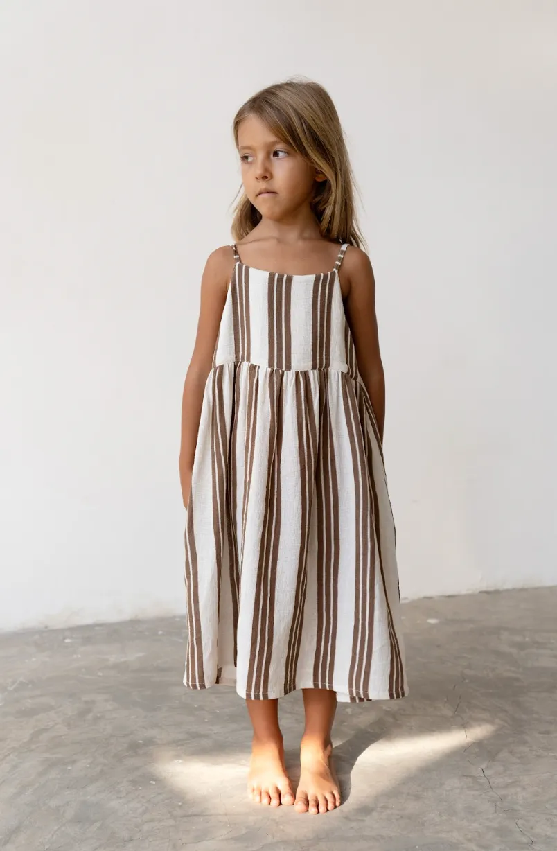 Field Dress - Cocoa Stripe