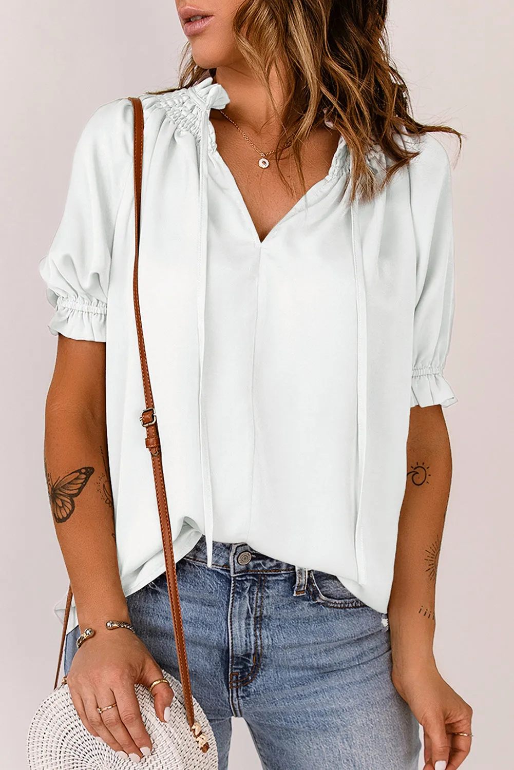 Flirty with Flounce Sleeves Blouse