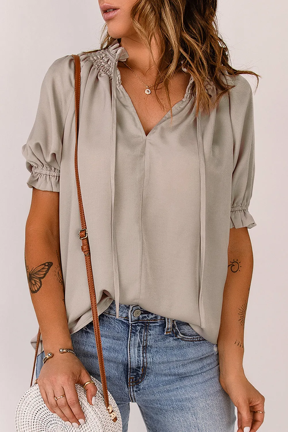 Flirty with Flounce Sleeves Blouse